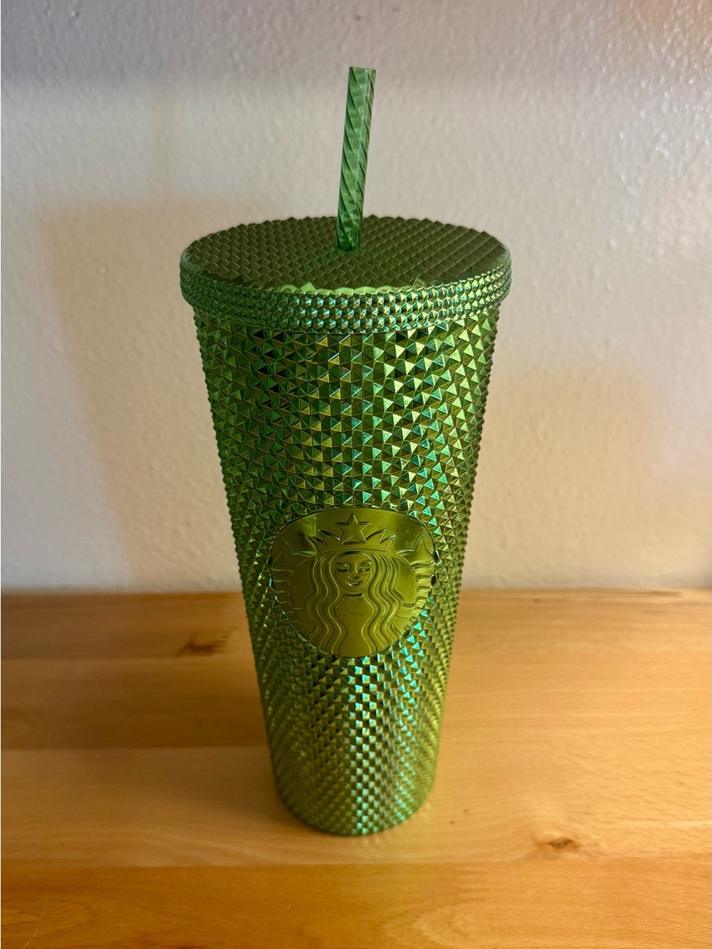 Starbucks Metallic Green Studded Cold Cup Tumbler with Straw